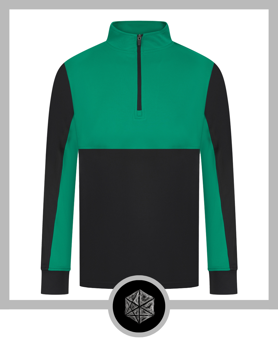 1 4 Zip Tracksuit Top Black Emerald
