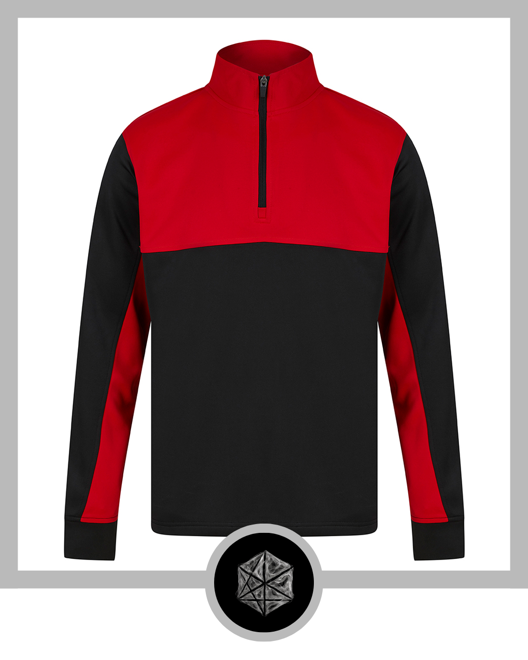 1 4 Zip Tracksuit Top Black Red Front