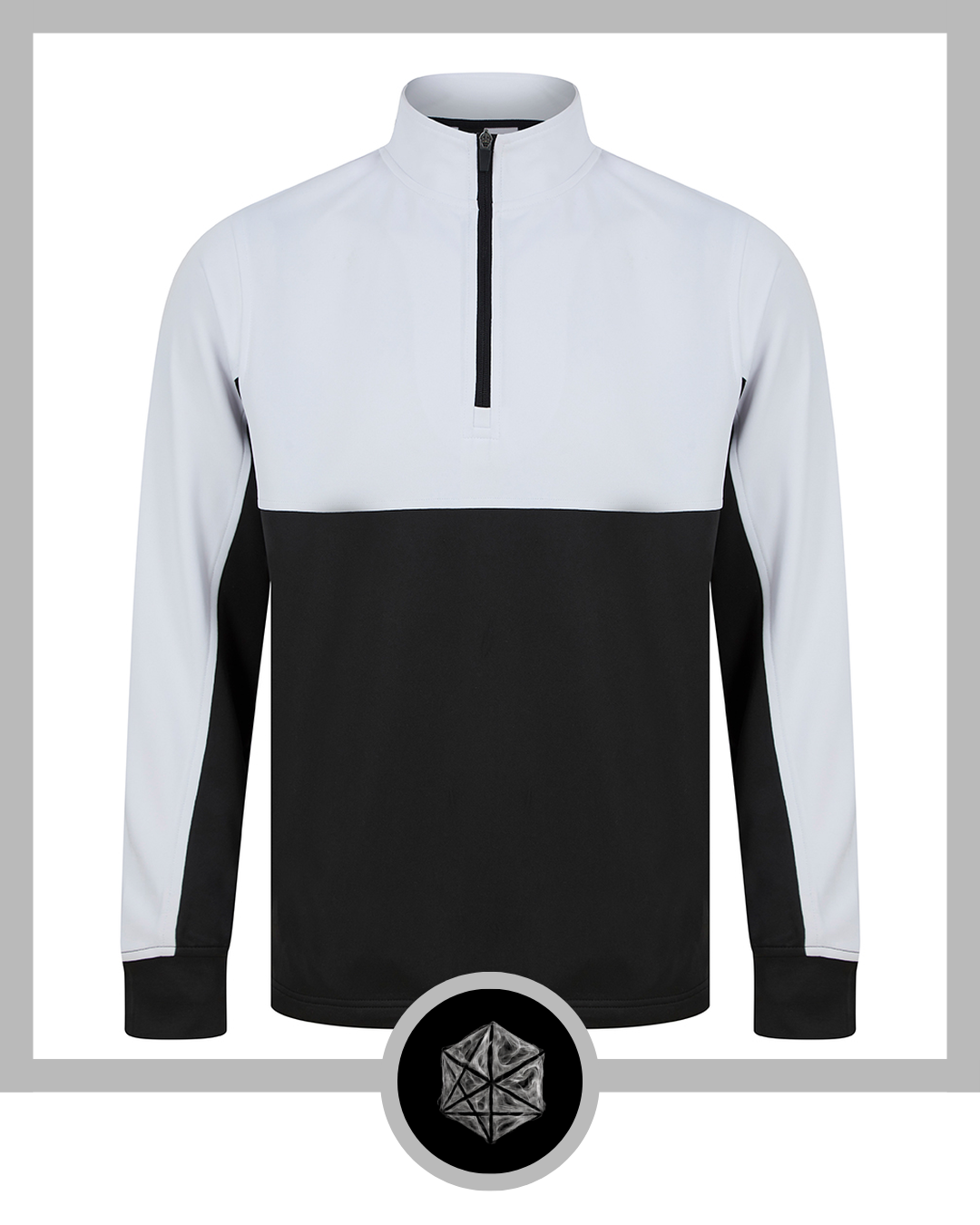 1 4 Zip Tracksuit Top Black White