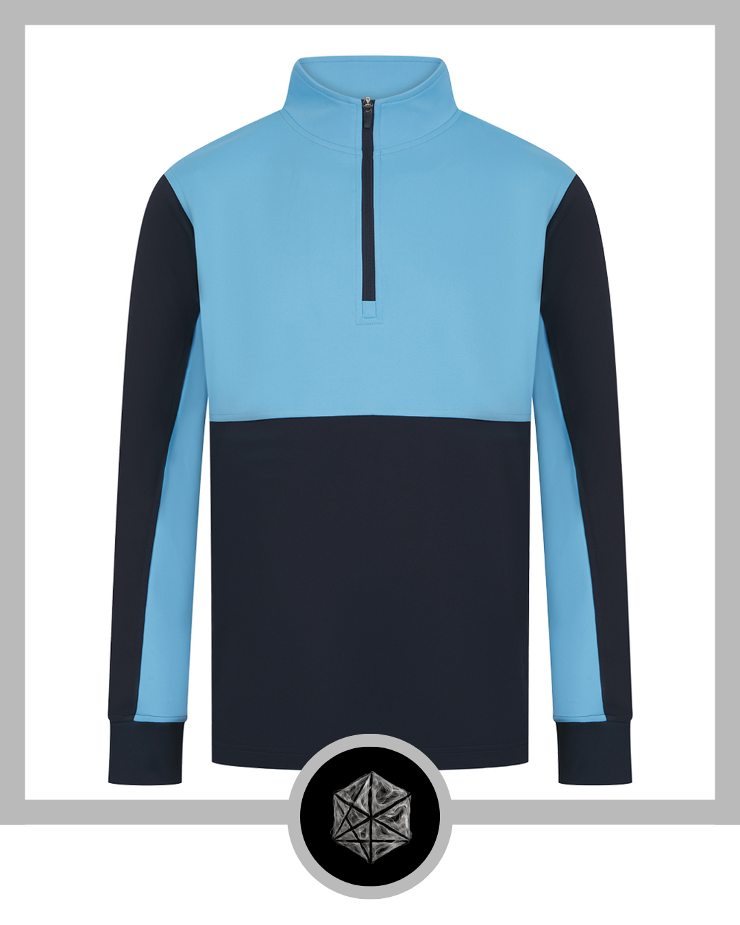1 4 Zip Tracksuit Top Navy Sky Blue