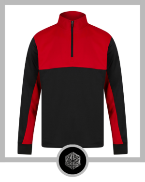 Kids 1 4 Zip Tracksuit Top Black Red