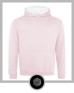 Kids Varsity Hoodie Baby Pink Arctic White Front