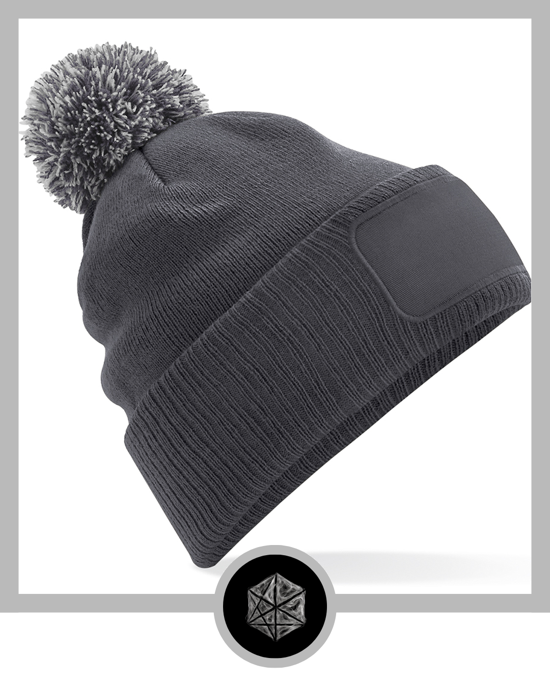 Patch Bobble Hat Graphite Grey Light Grey