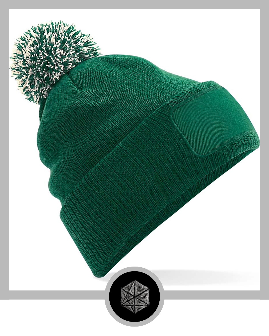 Patch Bobble Hat Bottle Green Off White