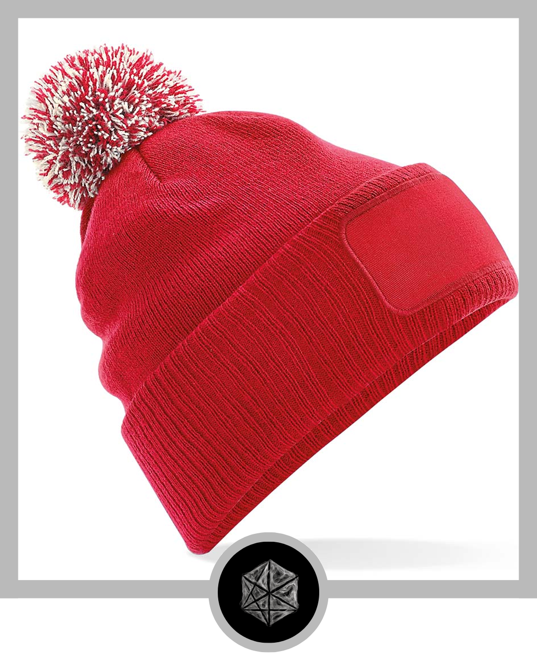 Patch Bobble Hat Classic Red Off White
