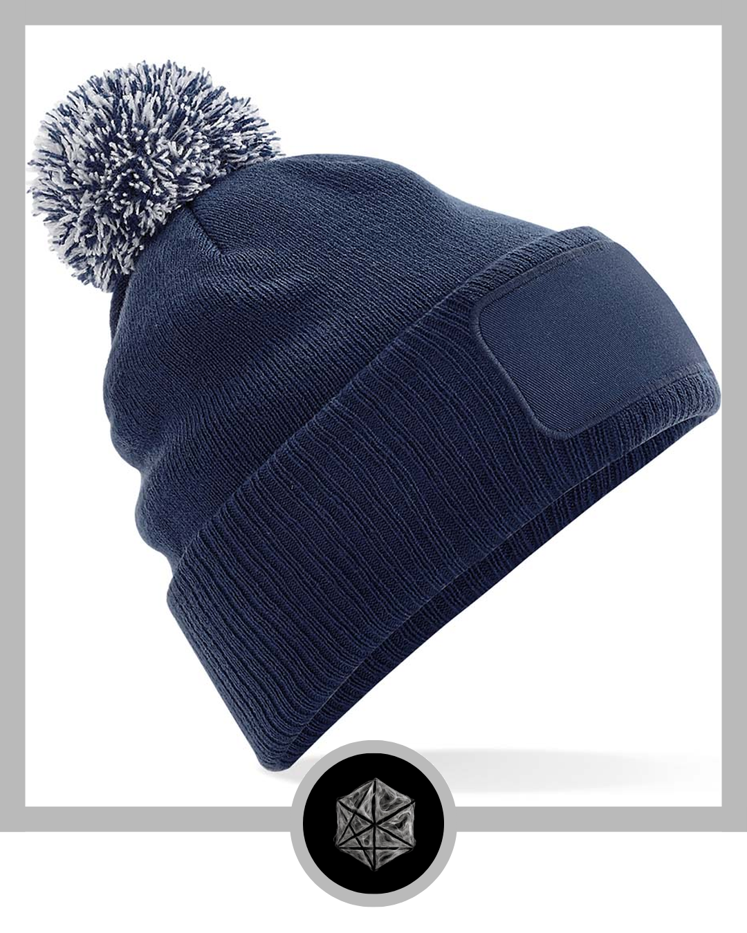 Patch Bobble Hat French Navy Light Grey